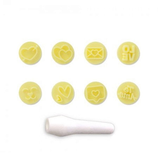 Kit Carimbo Marcador Amor Amarelo - 8 Unidades - BlueStar - Rizzo Confeitaria