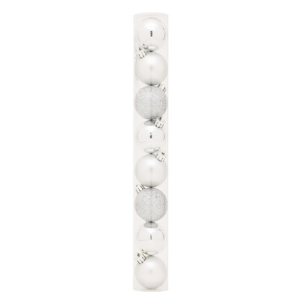 Bolas em Tubo Prata 4cm - 08 unidades - Cromus Natal - Rizzo Balões