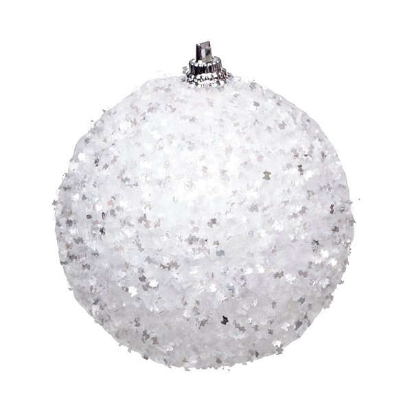 Kit Bola Nevada Glitter Branco 10cm - 04 unidades - Cromus Natal - Rizzo Balões