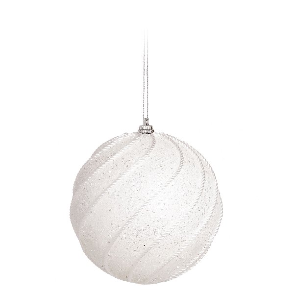 Kit Bola Texturizada Branco 8cm - 06 unidades - Cromus Natal - Rizzo Balões
