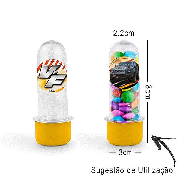 Mini Tubete Lembrancinha Velozes e Furiosos 8cm 20 unidades - Amarelo - Rizzo