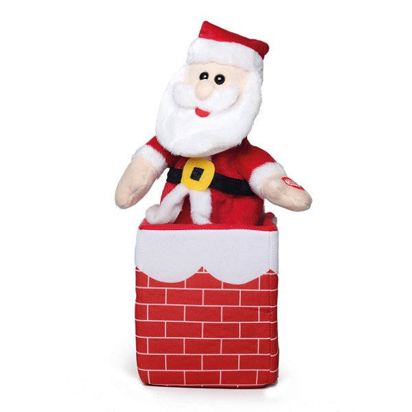 Papai Noel com Som e Movimento na Chaminé 25cm - 01 unidade - Cromus Natal - Rizzo