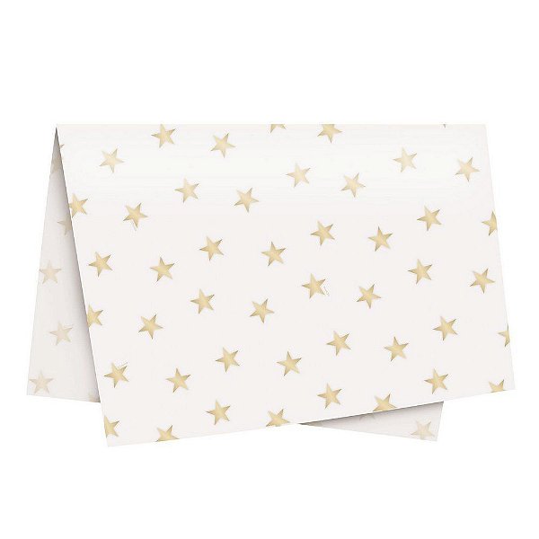Papel de Seda - 49x69cm - Estrela Ouro e Marfim - 10 folhas - Rizzo