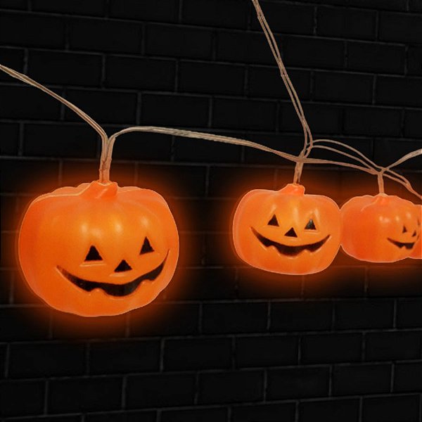 Cordão Led Decorativo de Abobora de Plástico Halloween - 1 Unidade - Rizzo