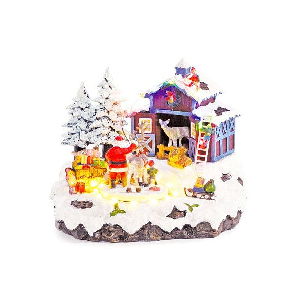 Cenário Natalino - Casa Papai Noel - Som, Luz e Movimento - Bivolt - 01 unidade - Cromus Natal - Rizzo