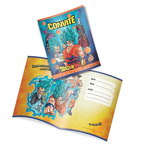 Convite Festa Dragon Ball Super - 8 peças - 1 Unidades - Festcolor - Rizzo