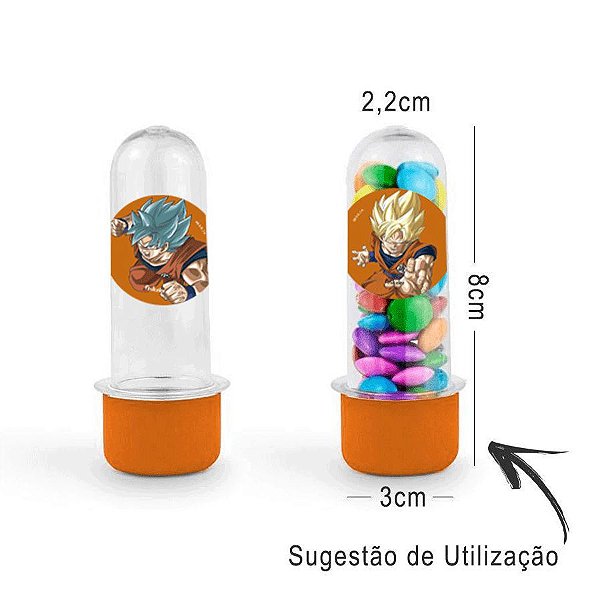 Mini Tubete Lembrancinha Festa Dragon Ball Super 8cm 20 unidades - Laranja - Rizzo