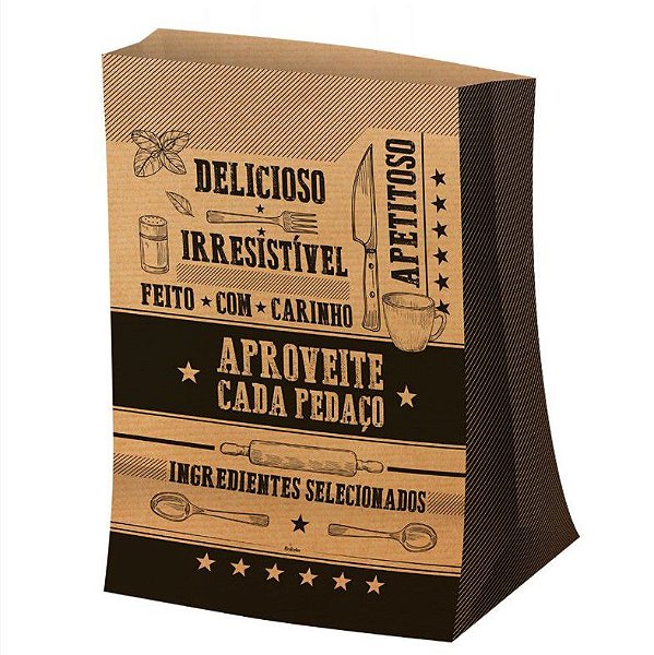 Saco para Viagem M 29,5x23,5cm Kraft - 50 unidades - Food Service Festcolor - Rizzo