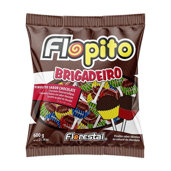 Pirulito Flopito Brigadeiro - 600g - 50 Unidades - Florestal - Rizzo