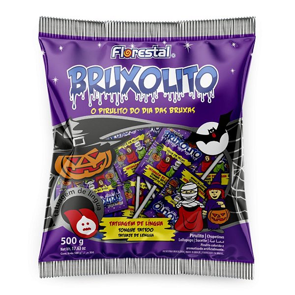 Pirulito Bruxolito Dia das Bruxas - 500g -  50 Unidades - Florestal - Rizzo