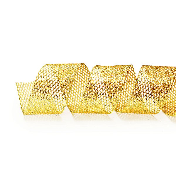 Fita Telada Ouro 6,3cm x 9,14m - 01 unidade - Cromus Natal - Rizzo Balões