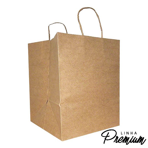 Sacola de Papel 34x24,5x21cm - Kraft Premium - Fundo Largo D-34 - 10 unidades - Rizzo