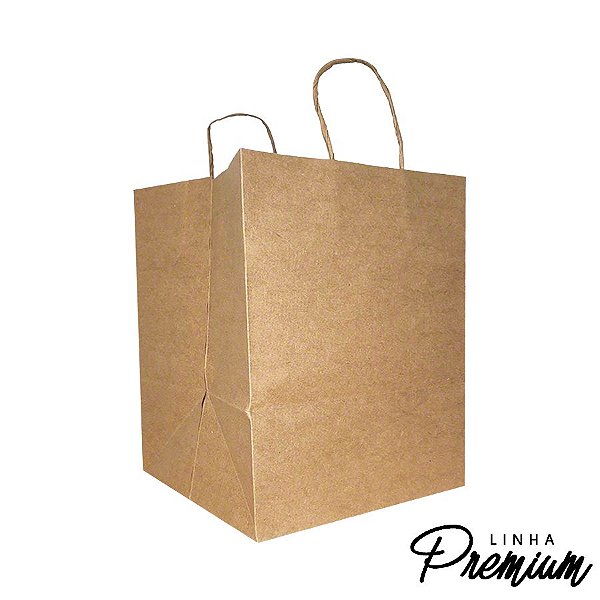 Sacola de Papel 27x22x17cm - Kraft Premium - Fundo Largo D-28 - 10 unidades - Rizzo