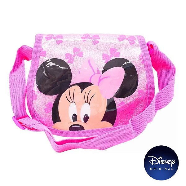 Bolsa Infantil Rosa Glitter Minnie Mouse - Disney Original - 1 Un - Rizzo