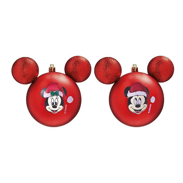 Kit Bolas Mickey e Minnie Vermelho 6cm - 06 unidades Natal Disney - Cromus - Rizzo