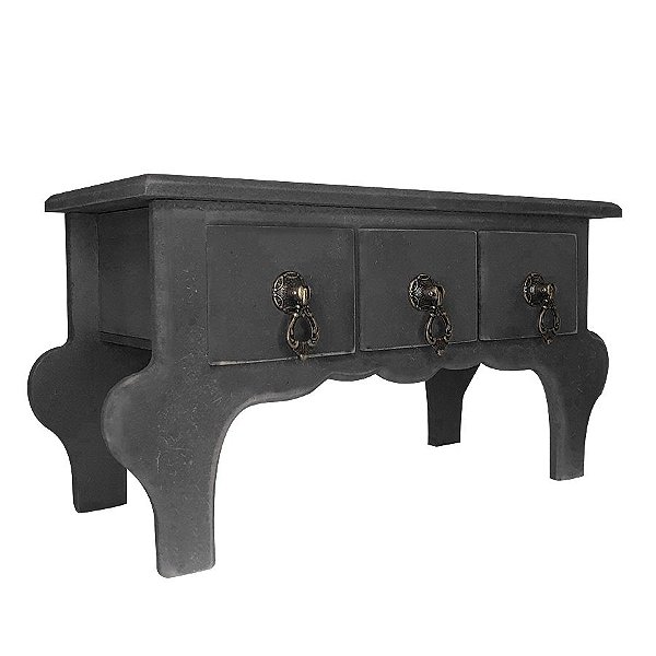 Mini Gaveteiro de Mesa 3 Gavetas Preto MDF - 01 Unidade - Rizzo