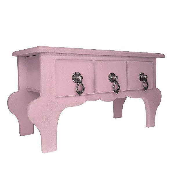 Mini Gaveteiro de Mesa 3 Gavetas Rosa MDF - 01 Unidade - Rizzo