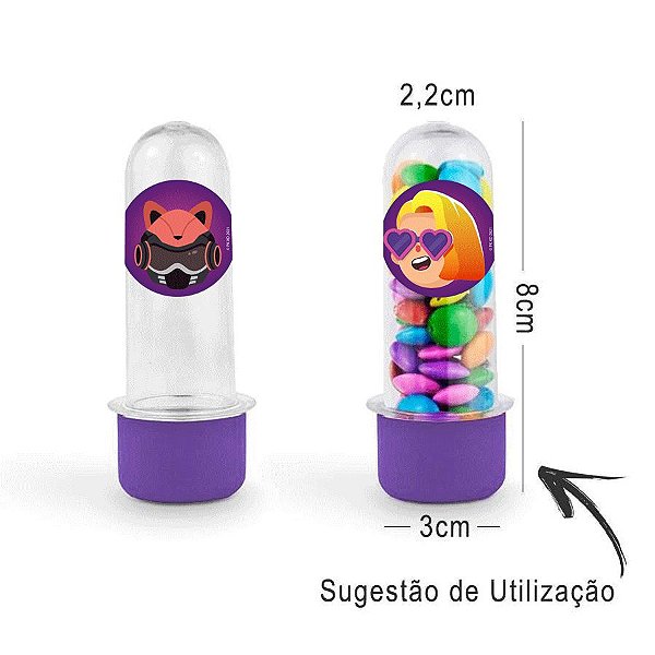 Mini Tubete Lembrancinha PK XD 8cm 20 unidades - Lilás - Rizzo