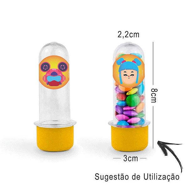 Mini Tubete Lembrancinha PK XD 8cm 20 unidades - Amarelo - Rizzo