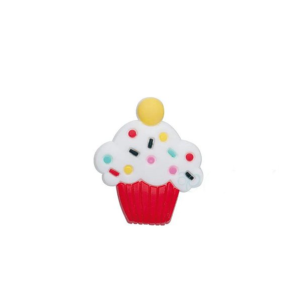 Aplique Cupcake Vermelho Silicone - 3,5cm - 4 Un - Artegift - Rizzo