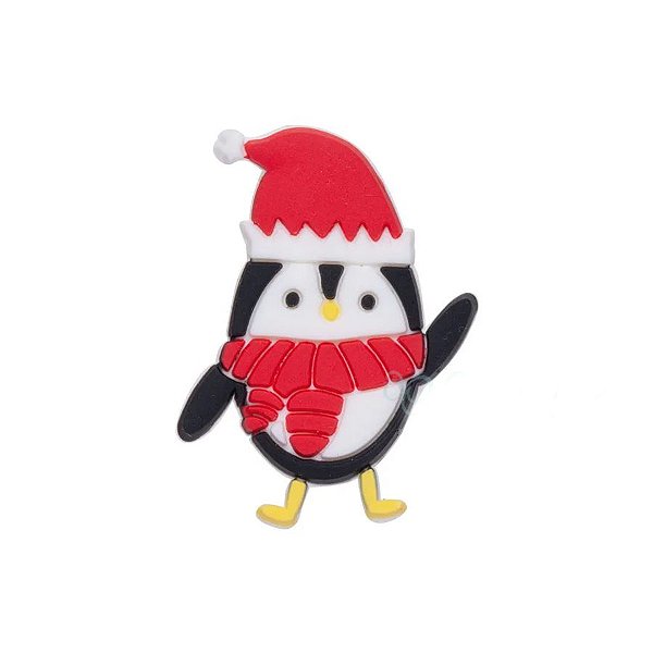 Aplique Pinguim C/ Gorro Natal Silicone - 3,5cm - 4 Un - Artegift - Rizzo Balões