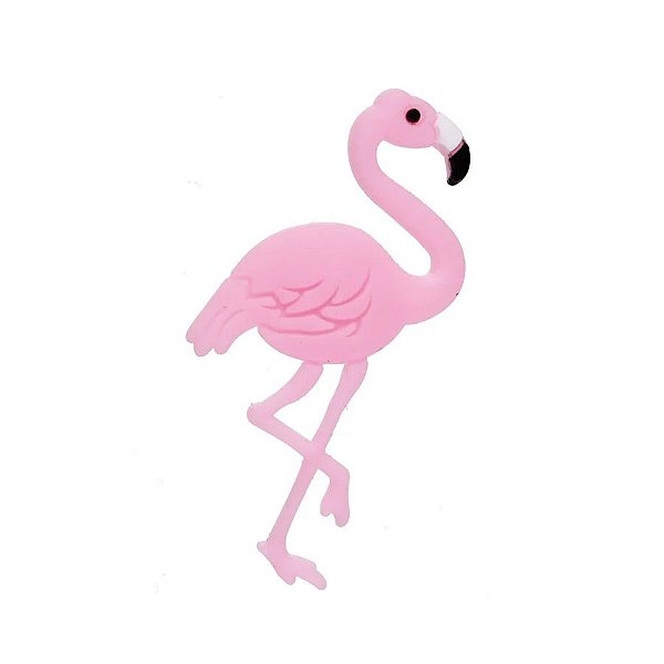 Aplique Flamingo Rosa Silicone - 3,5cm - 4 Un - Artegift - Rizzo