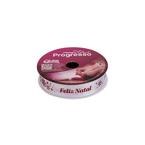 Fita de Cetim ECF 003H 15mm -10m Cor 403 Frase Feliz Natal - 01 unidade - Progresso - Rizzo Balões
