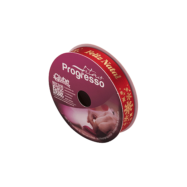 Fita de Cetim ECF 003H 15mm -10m Cor 400 Frase Feliz Natal - 01 unidade - Progresso Natal- Rizzo