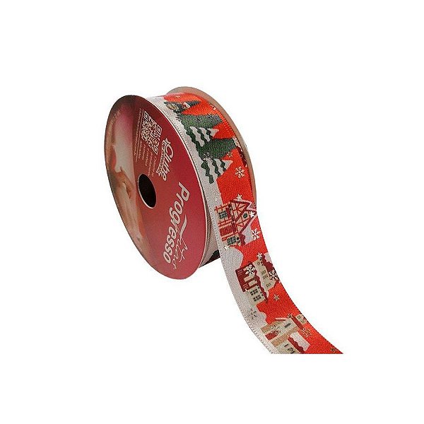 Fita de Cetim ECF 005TH 22mm -10m Cor 007 Vila de Natal - 01 unidade - Progresso Natal - Rizzo