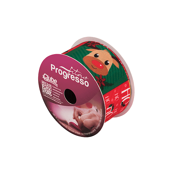 Fita de Cetim EGP 009TR 38mm -10m Cor 288 Papai Noel Lúdico - 01 unidade - Progresso Natal - Rizzo