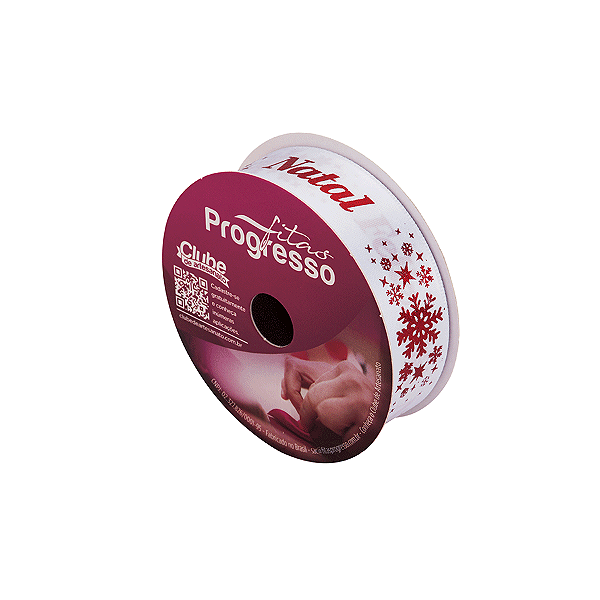 Fita de Cetim ECF 005H 22mm -10m Cor 795 Frase Feliz Natal - 01 unidade - Progresso Natal - Rizzo