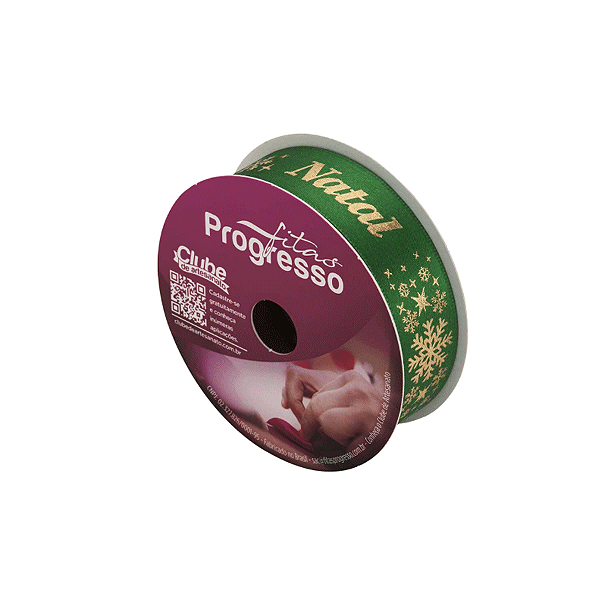 Fita de Cetim ECF 005H 22mm -10m Cor 794 Frase Feliz Natal - 01 unidade - Progresso Natal - Rizzo