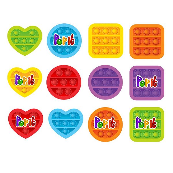 Apliques Impressos Festa Pop It - 12 Unidades - Piffer - Rizzo