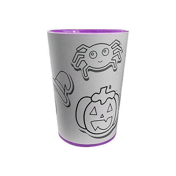 Copo para Colorir Color Cup Halloween - Roxo - 10cm - 1 unidade - Rizzo