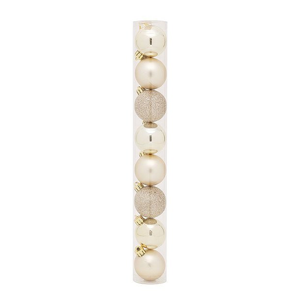 Bolas em Tubo Nude 6cm - 08 unidades - Cromus Natal - Rizzo Balões