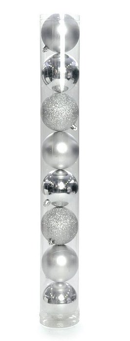 Bolas em Tubo Prata 5cm - 08 unidades - Cromus Natal - Rizzo Balões