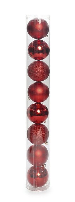 Bolas em Tubo Vermelho 5cm - 08 unidades - Cromus Natal - Rizzo Balões