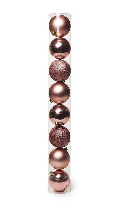 Bolas em Tubo Rose Gold 5cm - 08 unidades - Cromus Natal - Rizzo Balões