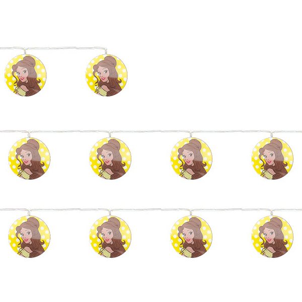 Cordão 10 Leds Bela e a Fera Amarelo, Marrom e Branco 165cm 2AA - 01 Unidade - Cromus - Rizzo