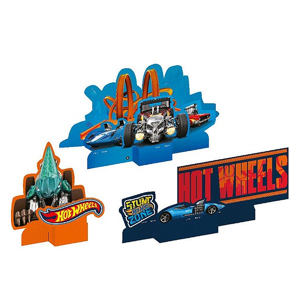 Decoração Especial de Mesa Festa Hot Wheels - 3 Unidades - Festcolor