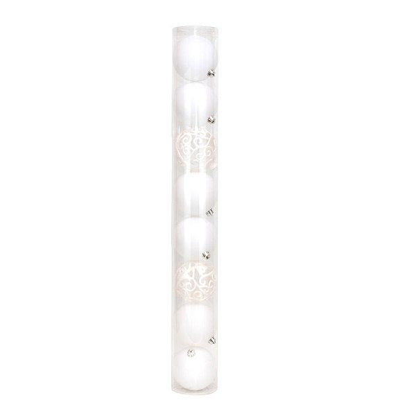 Kit Bola Lisa Mate Arabesco - Branco - 6cm - 8 unidades - Cromus Natal - Rizzo Balões