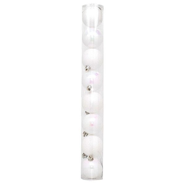 Kit Bola Lisa Glitter - Branco/Nacarado - 10cm - 8 unidades - Cromus Natal - Rizzo Balões