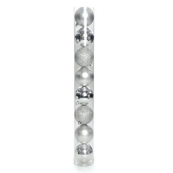 Bolas Em Tubo Prata 6cm - 08 Unidades - Cromus Natal