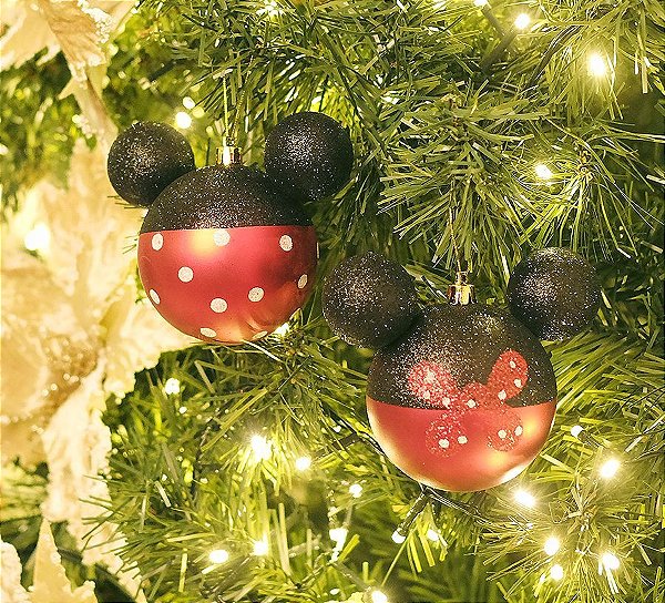 Kit Bolas Minnie Poá 8cm - 04 unidades Natal Disney - Cromus - Rizzo