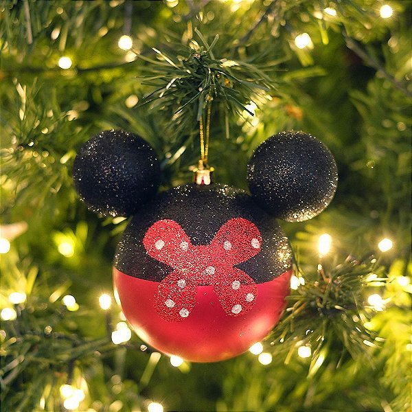 Kit Bolas Minnie Laço Poá 10cm - 02 unidades Natal Disney - Cromus - Rizzo