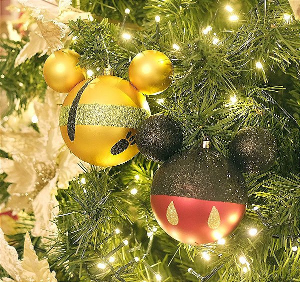 Kit Bolas Mickey e Pluto 10cm - 02 unidades Natal Disney - Cromus - Rizzo