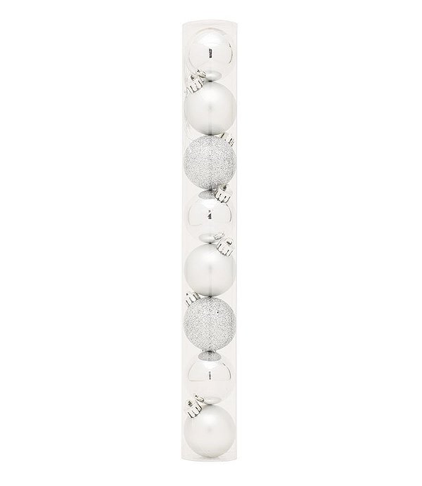 Bolas em Tubo Prata 10cm - 08 unidades - Cromus Natal - Rizzo Balões