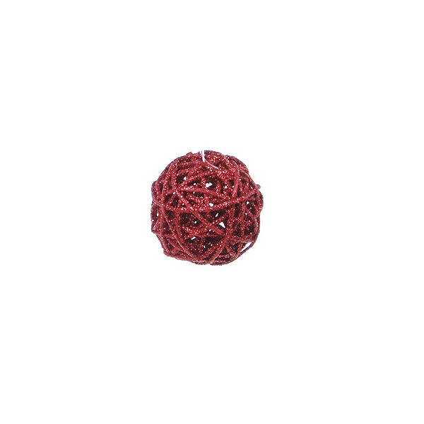 Bola Rattan Vermelho 6cm - 01 unidade - Cromus Natal - Rizzo Balões