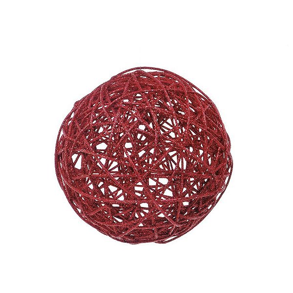 Bola Rattan Vermelho 20cm - 01 unidade - Cromus Natal - Rizzo Balões
