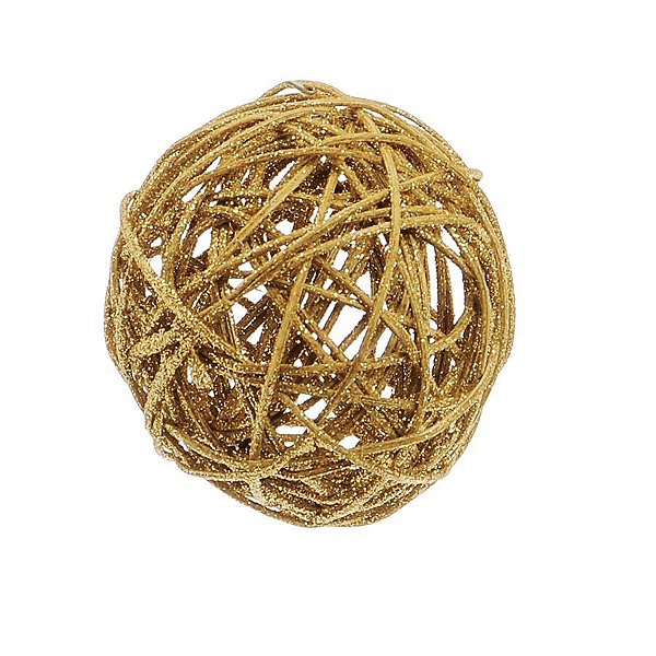 Bola Rattan Ouro 7,5cm - 01 unidade - Cromus Natal - Rizzo Balões